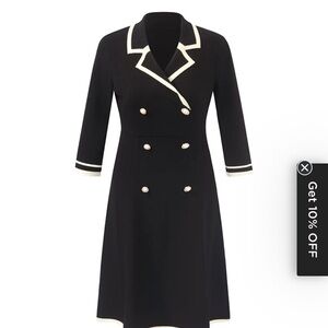 Goelia Black knit dress  with Cream Accents.